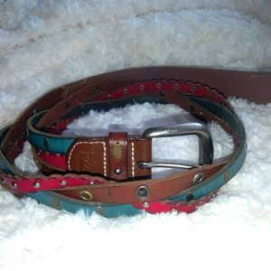 Fossil studded braided belt